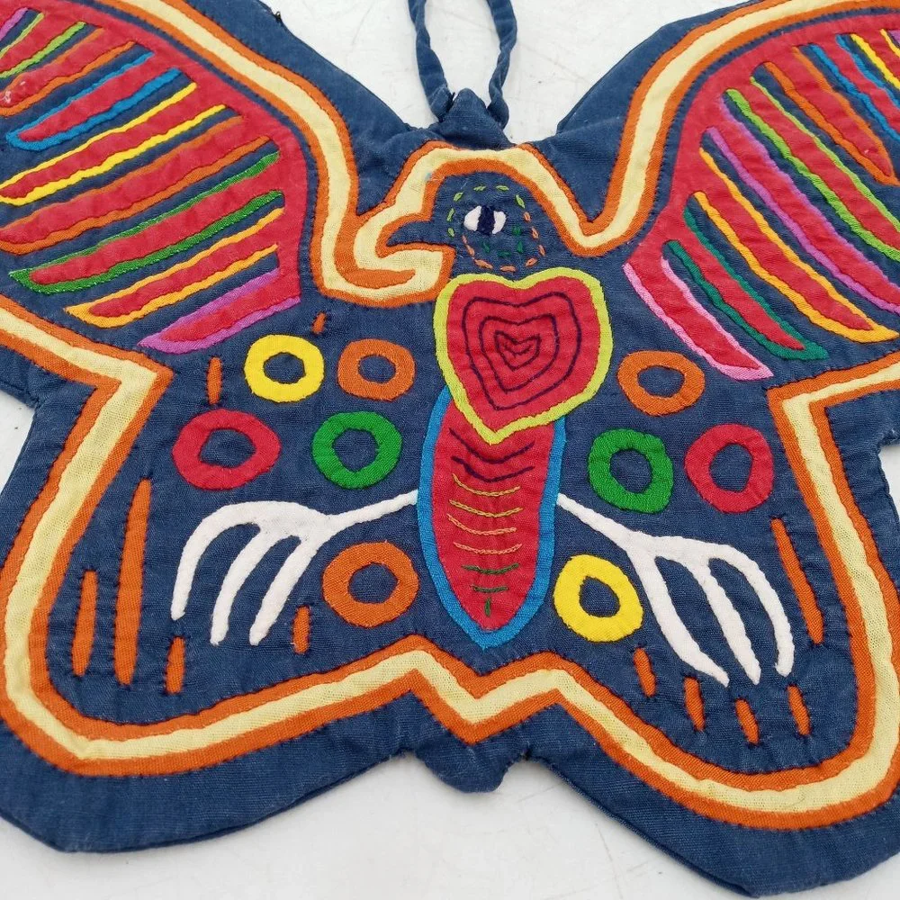 Butterfly Applique Textile Art Tapestry Colorful Boho Tapestry 12 Inch Stripes